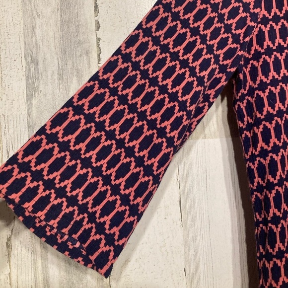 J. Crew Pink Blue V-Neckline 3/4 Sleeve Tunic Blouse Medium - Picture 3 of 9